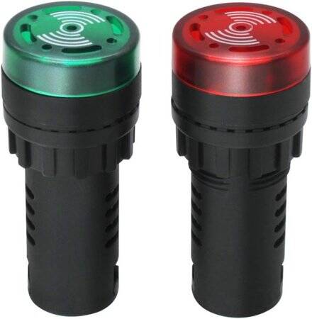 Red AC380V 30mm AD16-30SM LED Signal Indicator Built-in Buzzer - 2