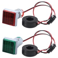 Red AC50-500V 0-100A 22mm AD16-22FVA (AD16-22VAM) Round LED Hertz Meter Indicator Light With Transformer - 4