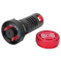 Red AC/DC110V 22mm AD16-22SM LED Signal Indicator Built-in Buzzer - 2