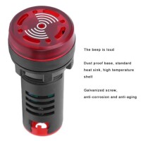 Red AC/DC110V 22mm AD16-22SM LED Signal Indicator Built-in Buzzer - 3