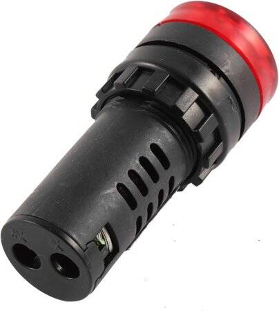 Red AC/DC220V 30mm AD16-30SM LED Signal Indicator Built-in Buzzer - 2