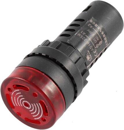 Red AC/DC220V 30mm AD16-30SM LED Signal Indicator Built-in Buzzer - 3