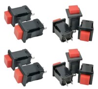 Red DS-429A 10mm 2 PIN Self-Locking Square Push Button Switch With Lock - 1