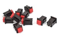 Red DS-429A 10mm 2 PIN Self-Locking Square Push Button Switch With Lock - 2