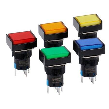 Red LA128A 12V 5PIN 16mm Thread Self-Locking Round Push Button Switch - 1