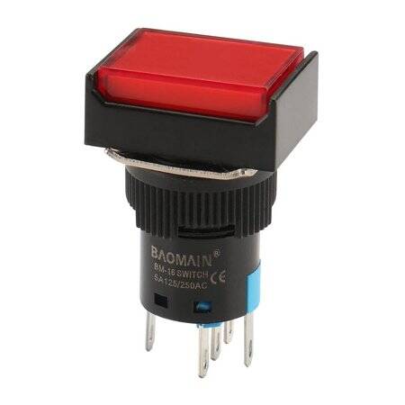 Red LA128A 12V 5PIN 16mm Thread Self-Reset Push Button Switch - 2