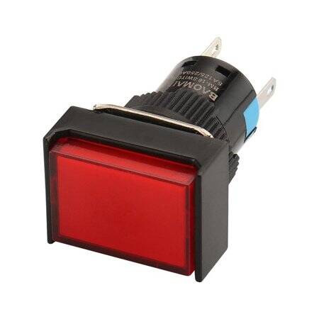 Red LA128A 12V 5PIN 16mm Thread Self-Reset Push Button Switch - 3