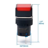 Red LA128A 24V 5PIN 16mm Thread Self-Locking Push Button Switch - 2