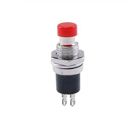 Red PBS-110 2 PIN 7mm Thread Momentary Push Button Switch - Press Off-NC - 1