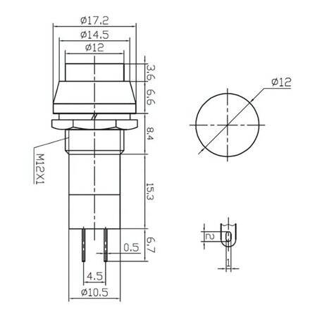 Red PBS-11A 12mm 2 PIN Self-Locking Round Plastic Push Button Switch - 5