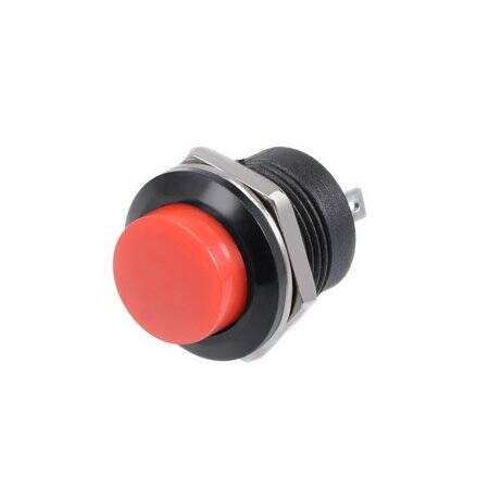 Red R13-507 16mm 2 PIN Momentary Self-Reset Round Cap Push Button Switch - 1