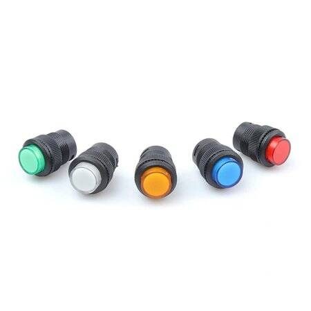 Red R16-503A 16mm 2 PIN Momentary Self-Reset Mini Push Button Switch Without Light - 1