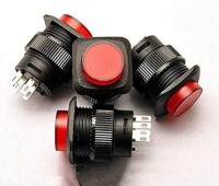 Red R16-504B 16mm 2 PIN Self-Reset Off-On Push Button Switch Without Light - 1