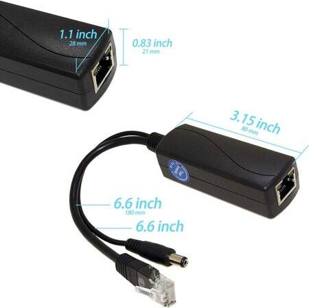 SDAPO Mirco USB 100M PoE Splitter 48V To 12V 2A - High Performance Version - 3