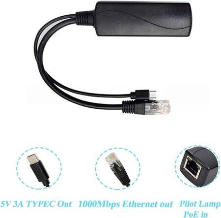 SDAPO TYPEC0503G Type C Gigabit PoE Splitter 48V To 5V 3A - 2