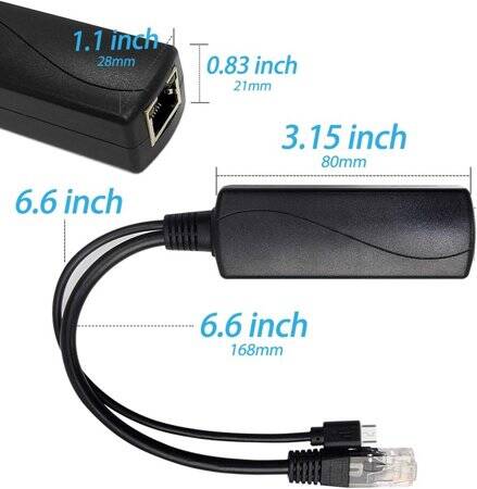 SDAPO USB0502 Mirco USB 100M PoE Splitter 48V To 5V 2.4A - 5