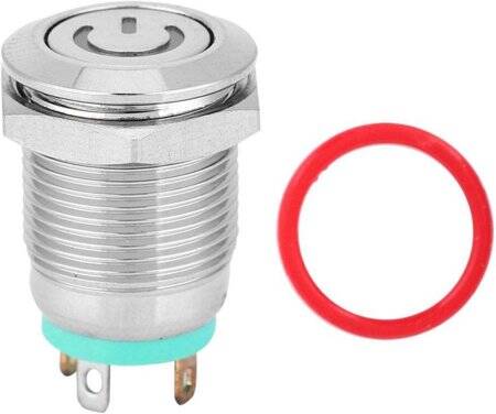 Short 12mm 220V Waterproof Momentary Self-Resert Metal Push Button Switch With Green Led Light - 1