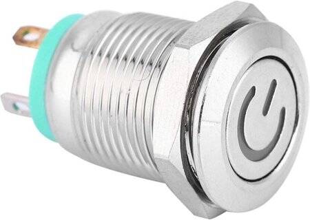 Short 12mm 220V Waterproof Momentary Self-Resert Metal Push Button Switch With Green Led Light - 3