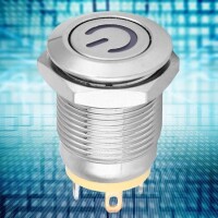 Short 12mm 220V Waterproof Momentary Self-Resert Metal Push Button Switch With Yellow Led Light - 3