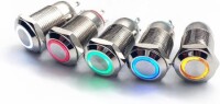 Short 12mm 3-6V Waterproof Momentary Self-Resert Metal Push Button Switch With Blue Led Light - 3