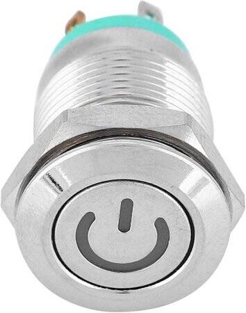 Short Flat Head 12mm 220V Waterproof Momentary Self-Resert Metal Push Button Switch With Green Led Light - 5