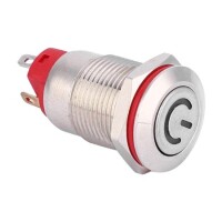 Short Flat Head 12mm 220V Waterproof Momentary Self-Resert Metal Push Button Switch With White Led Light - 1