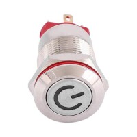 Short Flat Head 12mm 220V Waterproof Momentary Self-Resert Metal Push Button Switch With White Led Light - 2