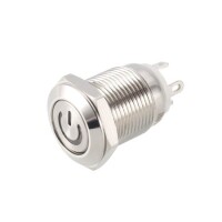 Short Flat Head 12mm 3-6V Waterproof Momentary Self-Resert Metal Push Button Switch With White Led Light - 1