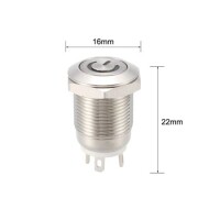 Short Flat Head 12mm 3-6V Waterproof Momentary Self-Resert Metal Push Button Switch With White Led Light - 3