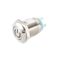 Short Flat Head 12mm 6-24V Waterproof Momentary Self-Resert Metal Push Button Switch With Yellow Led Light - 1