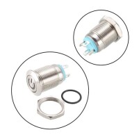 Short Flat Head 12mm 6-24V Waterproof Momentary Self-Resert Metal Push Button Switch With Yellow Led Light - 2