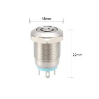 Short Flat Head 12mm 6-24V Waterproof Momentary Self-Resert Metal Push Button Switch With Yellow Led Light - 3