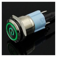 Short Flat Head 16mm 220V Waterproof Momentary Self-Resert Metal Push Button Switch With Blue Led Light - 3