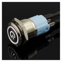 Short Flat Head 16mm 220V Waterproof Momentary Self-Resert Metal Push Button Switch With Blue Led Light - 4