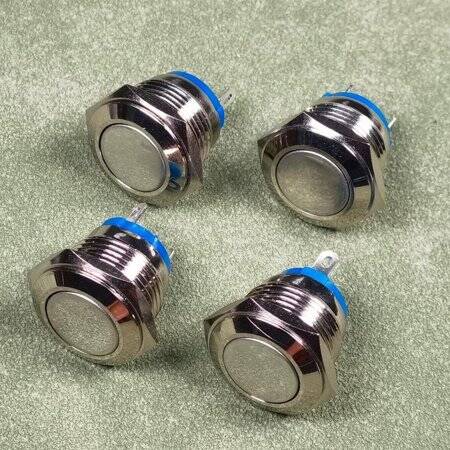 Short Flat Head 16mm 3-6V Waterproof Momentary Self-Resert Metal Push Button Switch With Green Led Light - 2