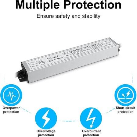 Silver Waterproof Power Supply 30W 12V 2.5A - 4