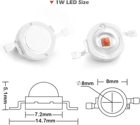 SMD 1W High Power LED Bulb Plant Red - 4