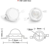 SMD 5W High Power LED Bulb 365-370nm Purple - 3