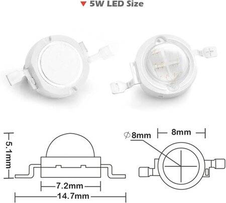 SMD 5W High Power LED Bulb 365-370nm Purple - 3