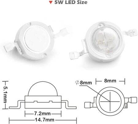 SMD 5W High Power LED Bulb Dual Chip Red - 4