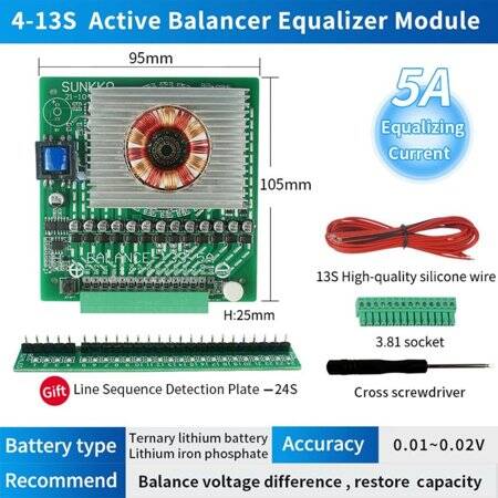 SUNKKO 4S-13S 5A Lifepo4 Lithium Battery Pack TransFormer Inverter Active Equalization Module - 2