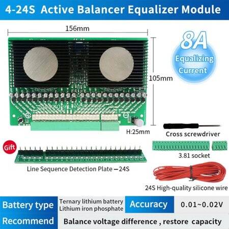 SUNKKO 4S-13S 8A Lifepo4 Lithium Battery Pack TransFormer Inverter Active Equalization Module - 2