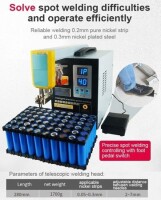 SUNKKO 738AL 18650 Battery Pulse Spot Welder + 73LA Welding Arm + 70BN Welding Pen UK Plug 220V - 2