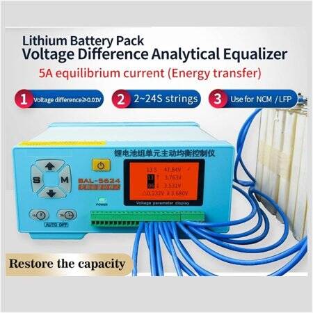 SUNKKO BAL-5624 2S~24S Battery Euqalizer Balancer With 5A Eualizing Current And LCD Display UK Plug - 2