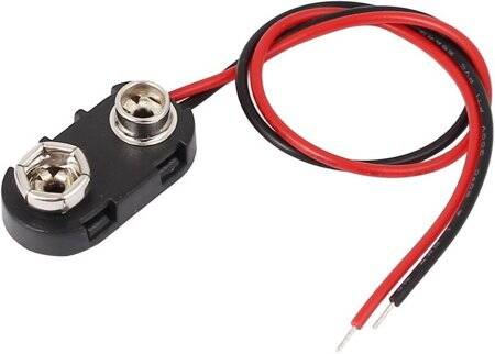 T Type 9V Battery Clips Connector Buckle With 15CM Black And Red Cable - 1