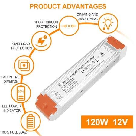 TG100W 12V Led SCR Indoor Dimming Power Supply Size: 232x49x30mm - 2