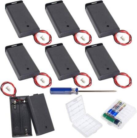 Transparent 2x AA Battery Holder Box With Cable Switch And Cover - 1