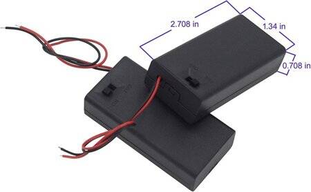 Transparent 2x AA Battery Holder Box With Cable Switch And Cover - 2