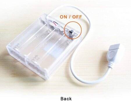 Transparent 3x AA Battery Holder Box With Cable Switch And Cover - 3