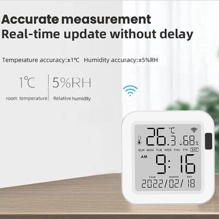 TUYA Bluetooth Smart Brightness Thermometer Sensor Light Temperature Humidity Detector Tuya Smart App Alexa Control With Battery - 5